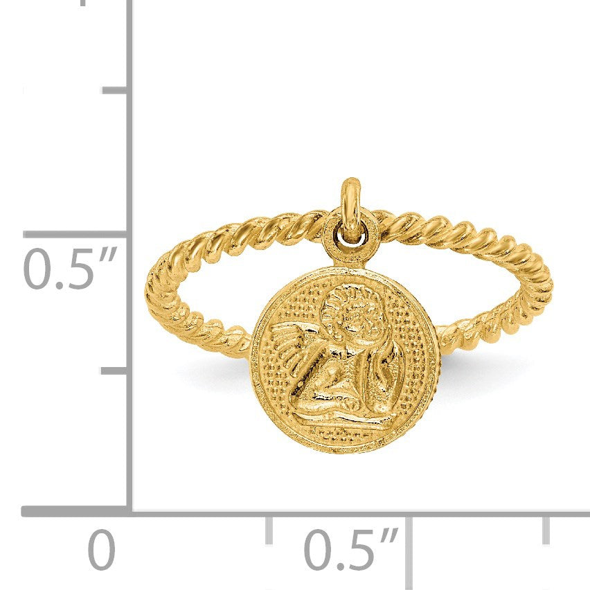 14k Polished Angel Dangle Twisted Band Size 4.75 Baby / Childs Ring