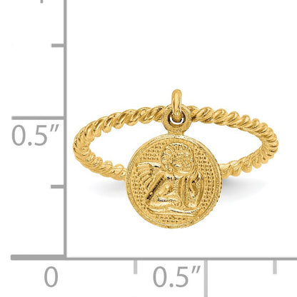 14k Polished Angel Dangle Twisted Band Size 4.75 Baby / Childs Ring