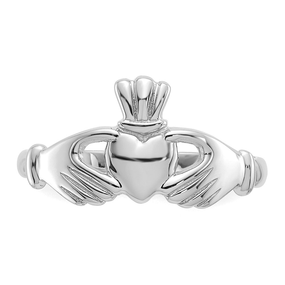 14K White Gold Polished Claddagh Ring