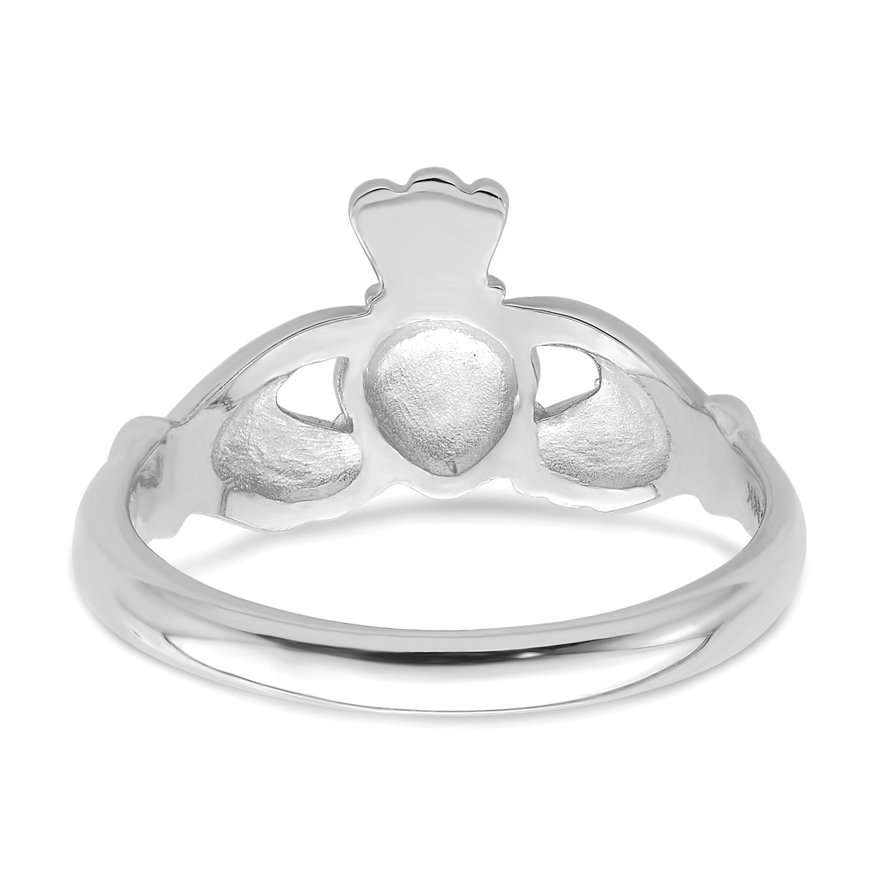 14K White Gold Polished Claddagh Ring