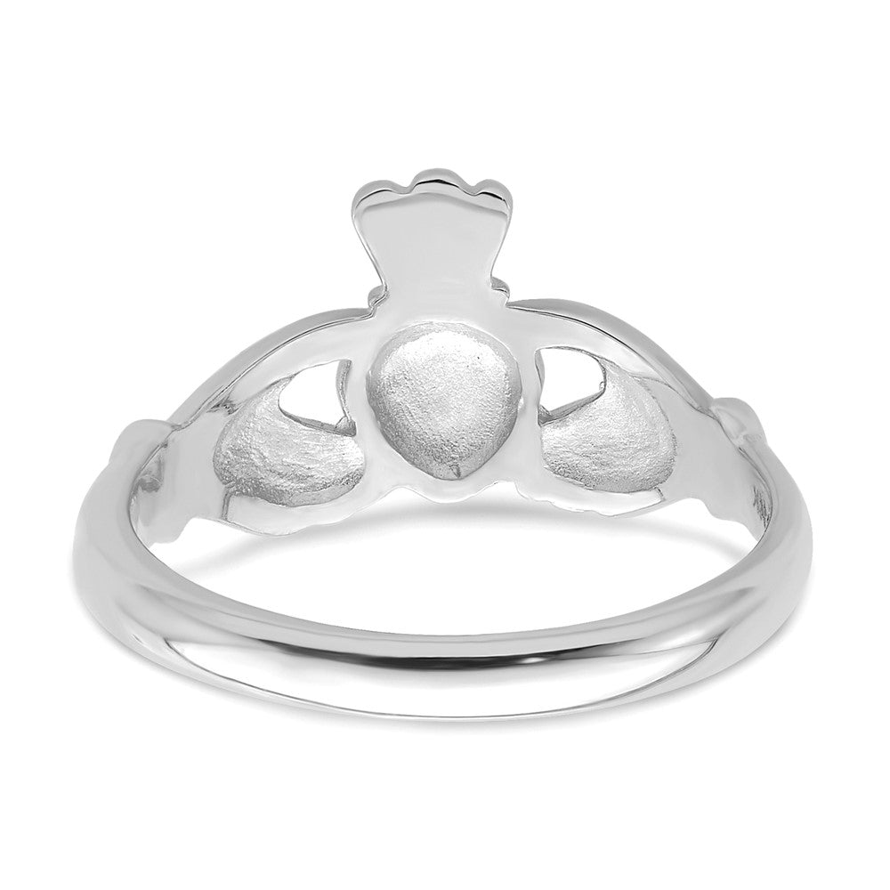 14K White Gold Polished Claddagh Ring