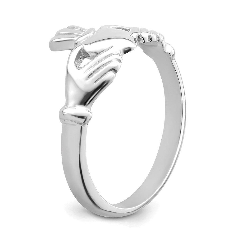 14K White Gold Polished Claddagh Ring