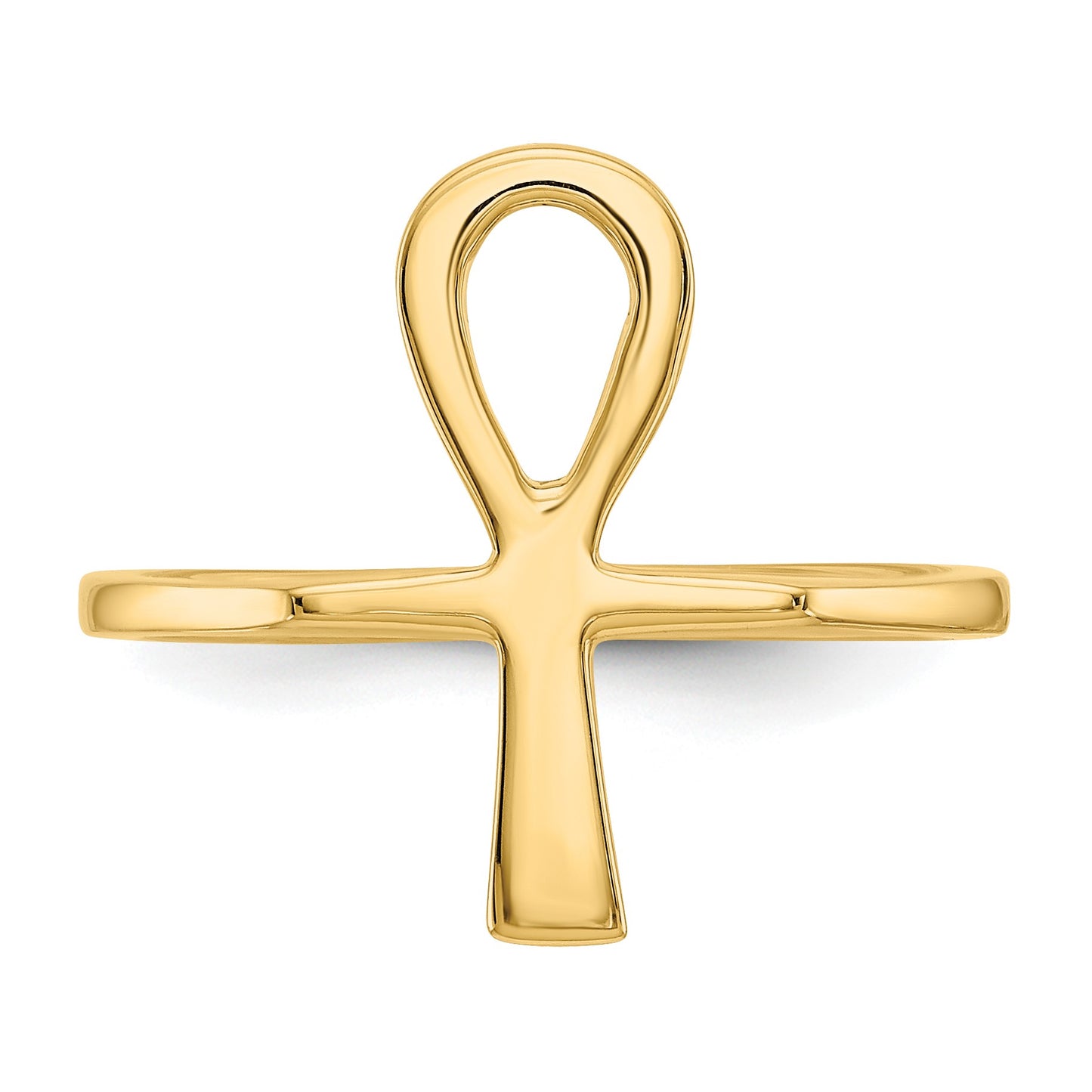 14k Polished Ankh Egyptian Cross Ring