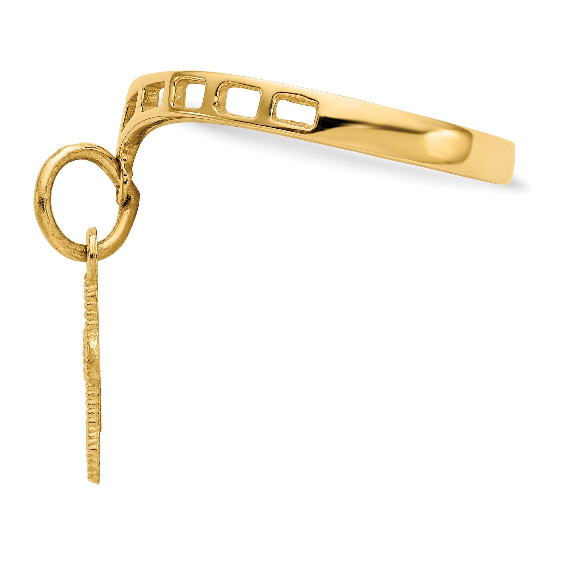 14k Polished Cross Dangle Charm Ring