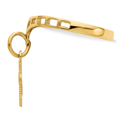 14k Polished Cross Dangle Charm Ring