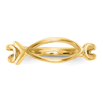 14k Polished Ichthus Fish Ring