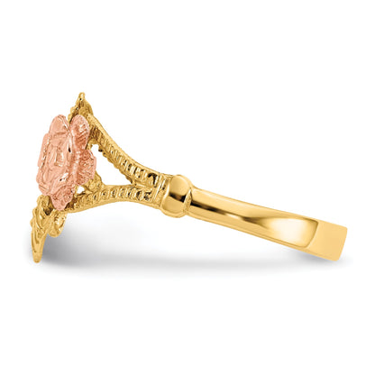 14k Two-tone Diamond-Cut Rose Ring