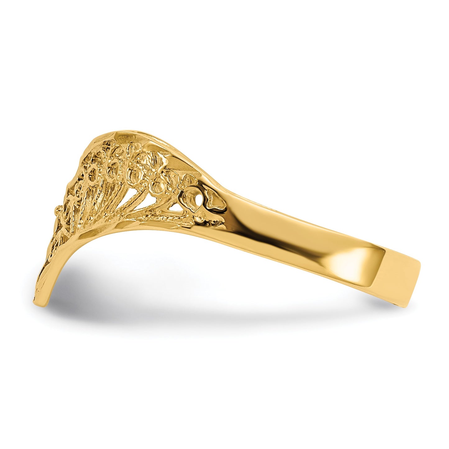 14k Diamond-Cut Filigree V-Shape Ring