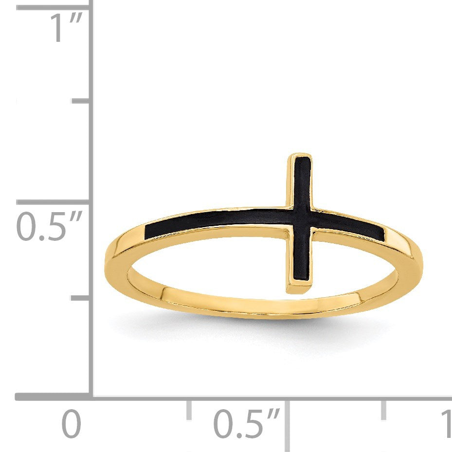 14k Antiqued Sideways Cross Ring