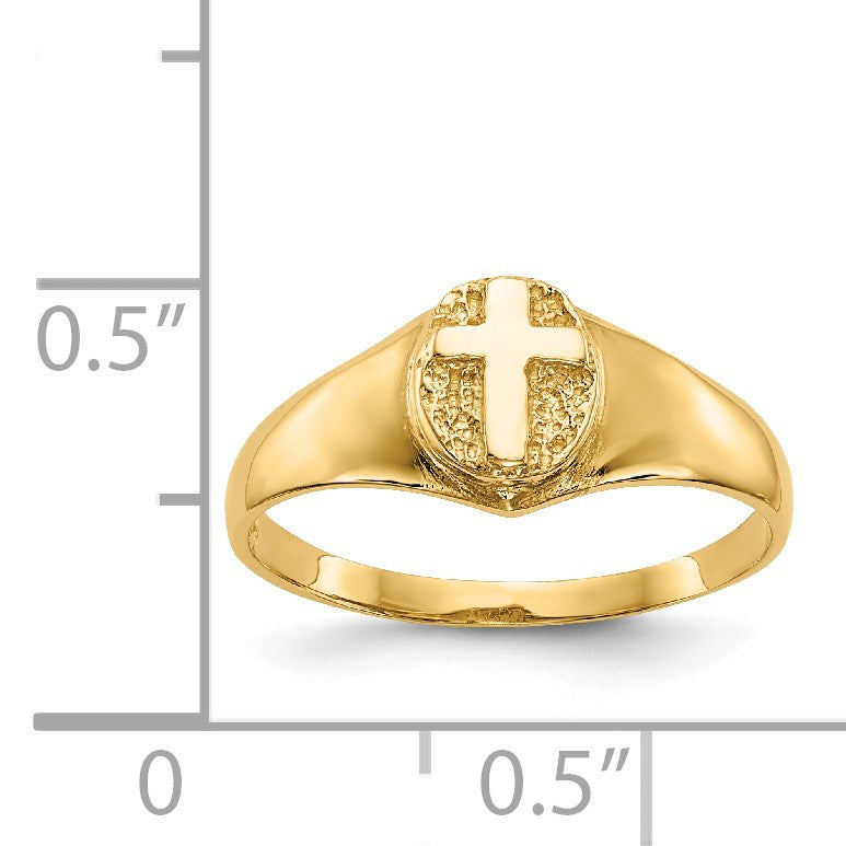 14k Polished Cross Size 4 Baby / Childs Ring