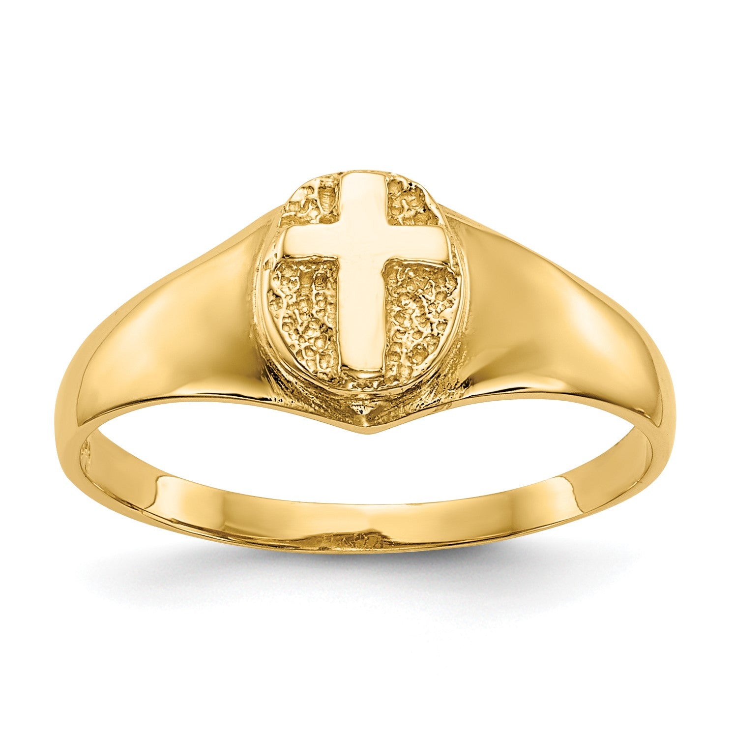 14k Polished Cross Size 4 Baby / Childs Ring