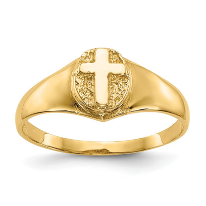 14k Polished Cross Size 4 Baby / Childs Ring