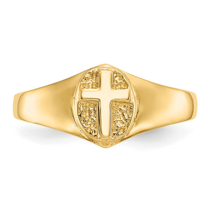 14k Polished Cross Size 3.5 Baby / Childs Ring