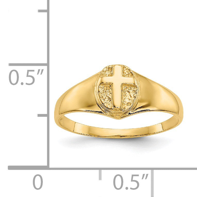 14k Polished Cross Size 3.5 Baby / Childs Ring