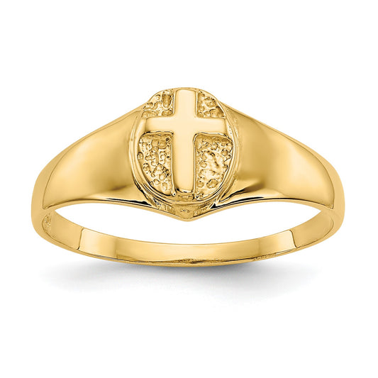 14k Polished Cross Size 3.5 Baby / Childs Ring