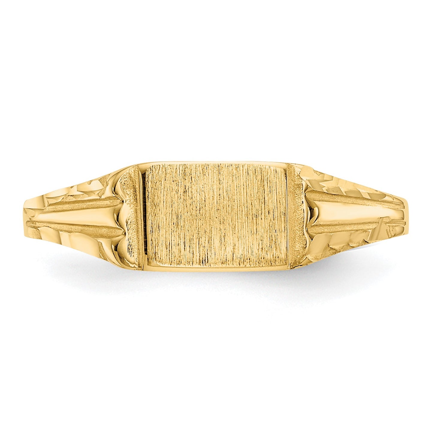 14k Diamond-Cut 6.0x4.5mm Closed Back Size 3.5 Childs Rectangular Signet Ring