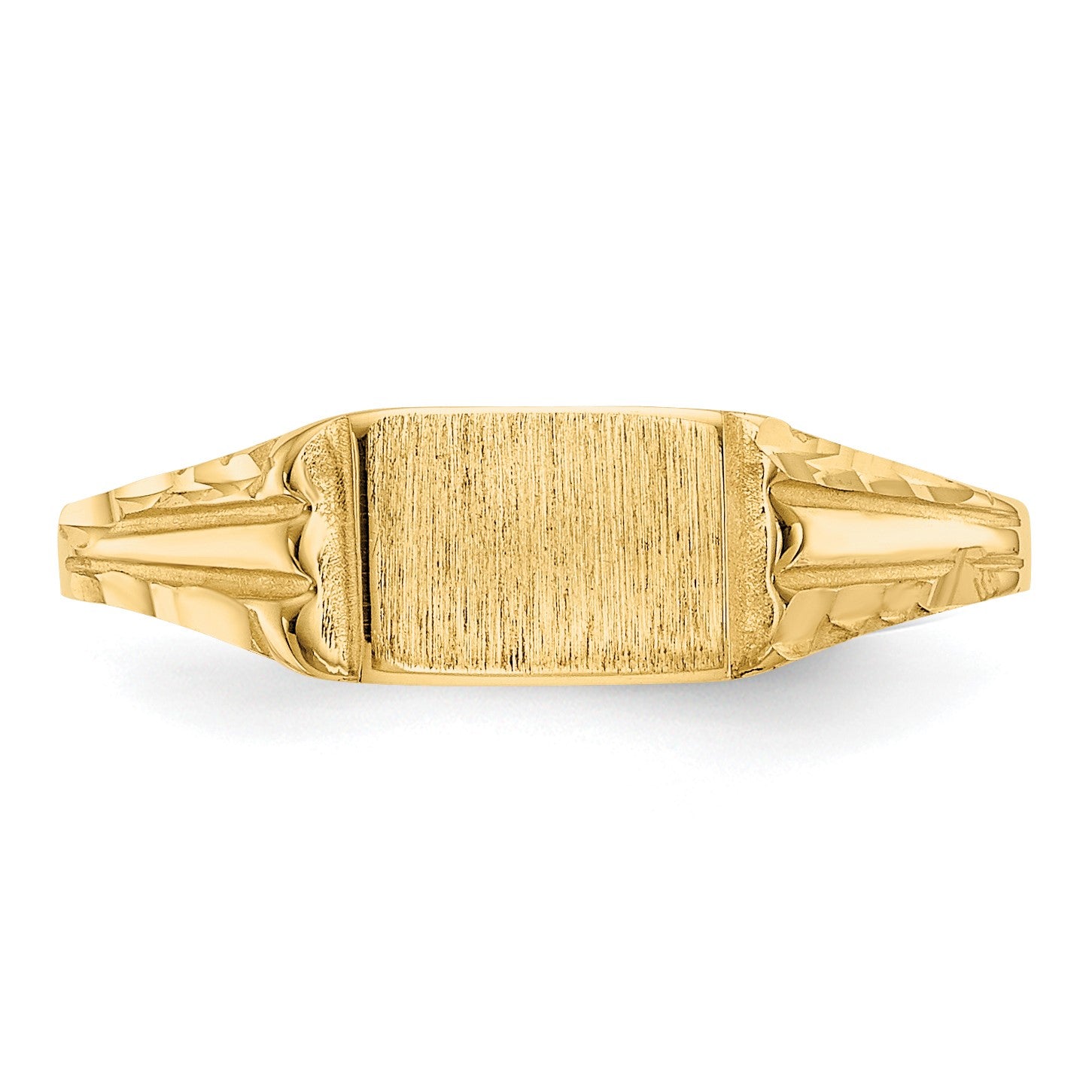 14k Diamond-Cut 6.0x4.5mm Closed Back Size 3.5 Childs Rectangular Signet Ring