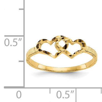 14k Two Hearts Size 5 Baby / Childs Ring