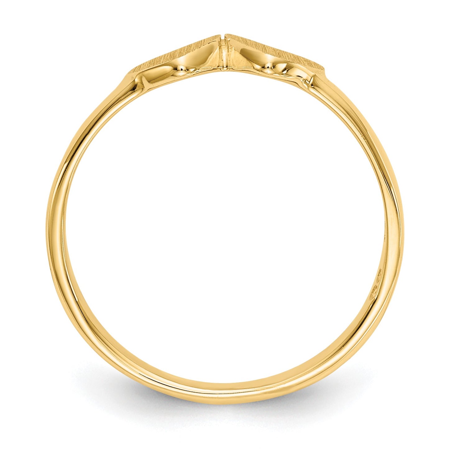 14k 9.0x5.0mm Closed Back Size 3 Childs Double Heart Signet Ring