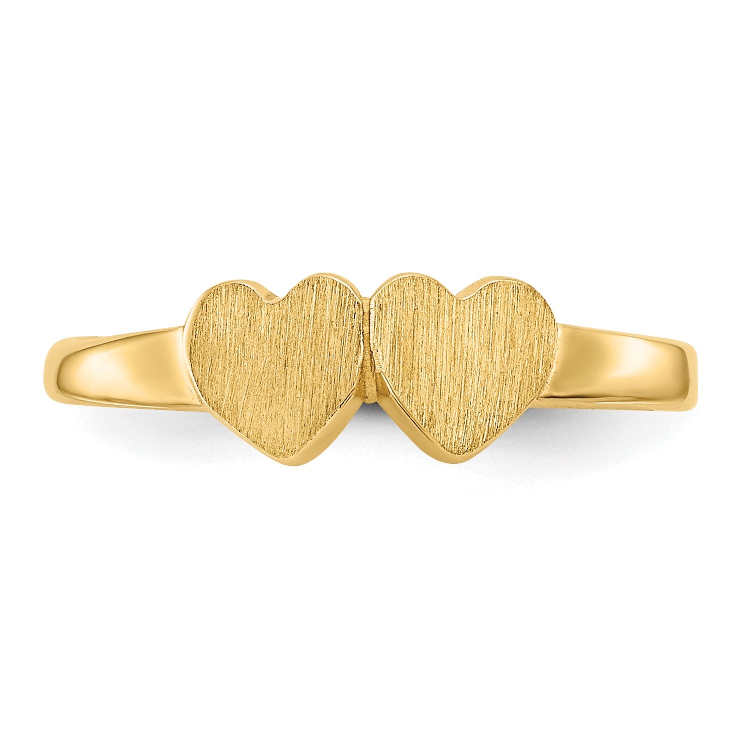 14k 9.0x5.0mm Closed Back Size 3 Childs Double Heart Signet Ring