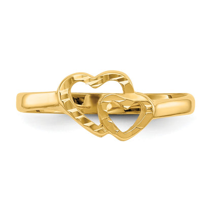 14k Two Hearts Size 5 Baby / Childs Ring