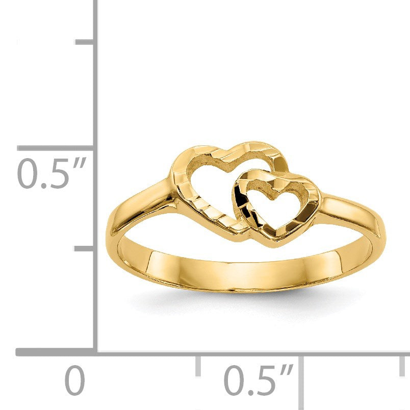 14k Two Hearts Size 5 Baby / Childs Ring
