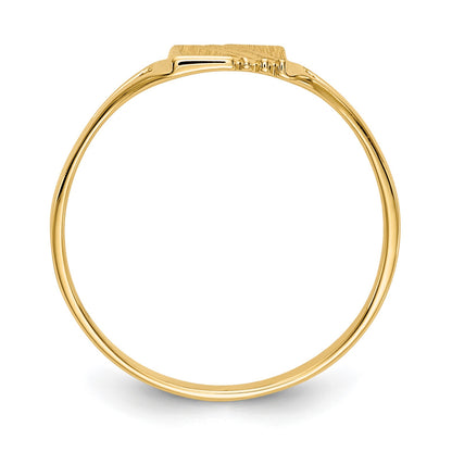 14k Polished and Satin 5.5x4.5mm Open Back Size 3 Childs Striped Rectangular Signet Ring