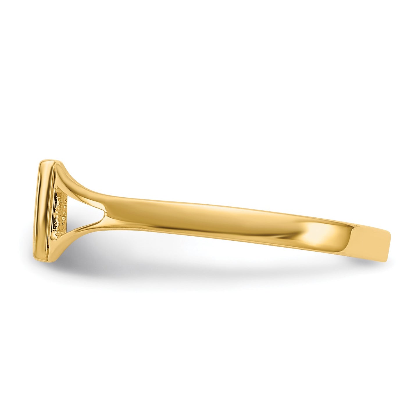 14k Polished and Satin 5.5x4.5mm Open Back Size 3 Childs Striped Rectangular Signet Ring