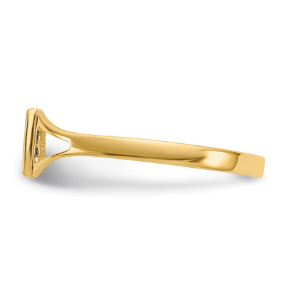 14k Polished and Satin 5.5x4.5mm Open Back Size 3 Childs Striped Rectangular Signet Ring