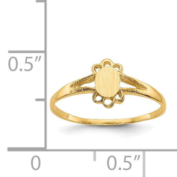 14k 3.0x4.5mm Closed Back Size 3 Childs Fancy Oval Signet Ring