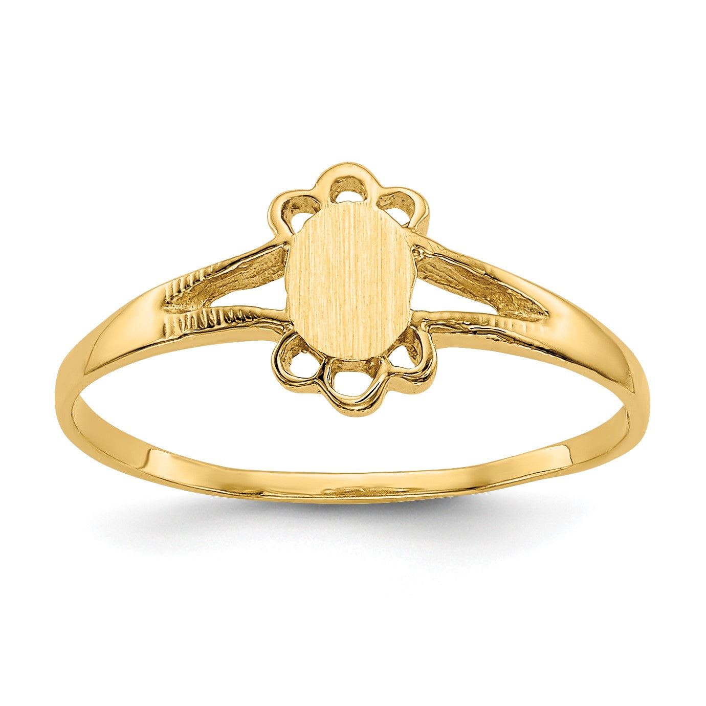 14k 3.0x4.5mm Closed Back Size 3 Childs Fancy Oval Signet Ring