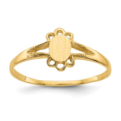 14k 3.0x4.5mm Closed Back Size 3 Childs Fancy Oval Signet Ring