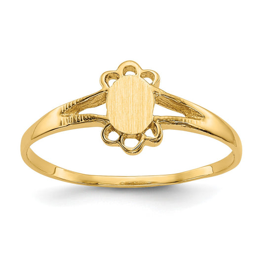 14k 3.0x4.5mm Closed Back Size 3 Childs Fancy Oval Signet Ring