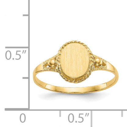 14k 6.0x7.5mm Closed Back Size 6 Childs Fancy Oval Signet Ring