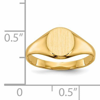 14k 6.5x7.5mm Closed Back Size 5 Childs Oval Signet Ring