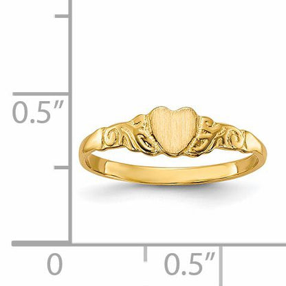14k 4.0x4.25mm Closed Back Size 4.5 Childs Heart Signet Ring