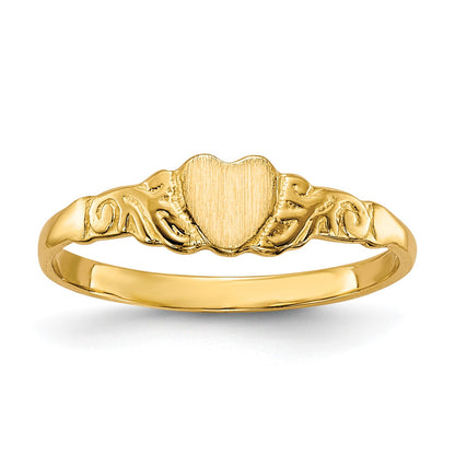 14k 4.0x4.25mm Closed Back Size 4.5 Childs Heart Signet Ring