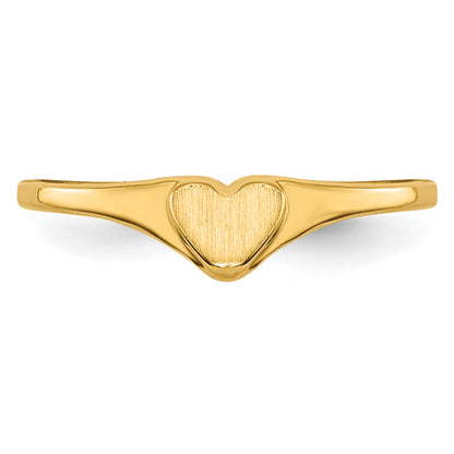 14k 4.5x4.0mm Open Back Size 3 Childs Heart Signet Ring