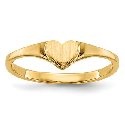 14k 4.5x4.0mm Open Back Size 3 Childs Heart Signet Ring