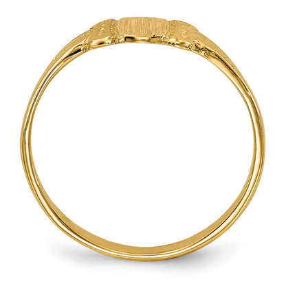 14k 3.5x5.25mm Closed Back Size 3 Childs Fancy Oval Signet Ring
