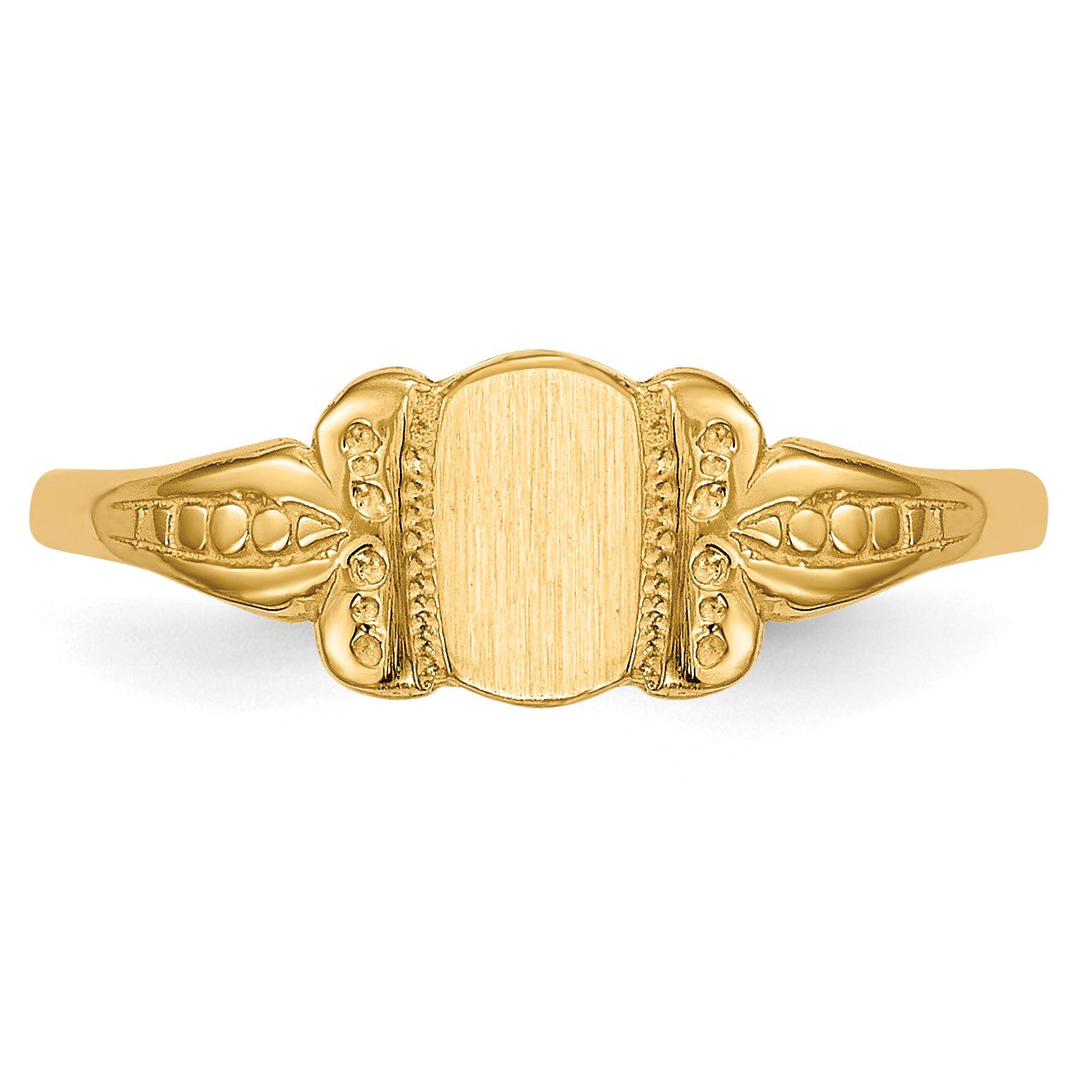 14k 3.5x5.25mm Closed Back Size 3 Childs Fancy Oval Signet Ring