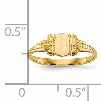 14k 3.5x5.25mm Closed Back Size 3 Childs Fancy Oval Signet Ring