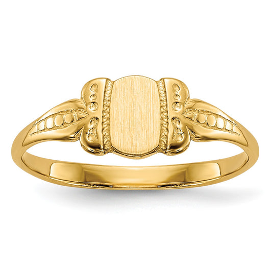14k 3.5x5.25mm Closed Back Size 3 Childs Fancy Oval Signet Ring