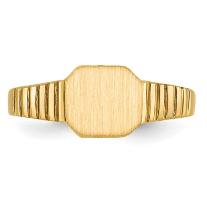 14k 7.5x6.0mm Open Back Size 3.5 Childs Octagonal Signet Ring