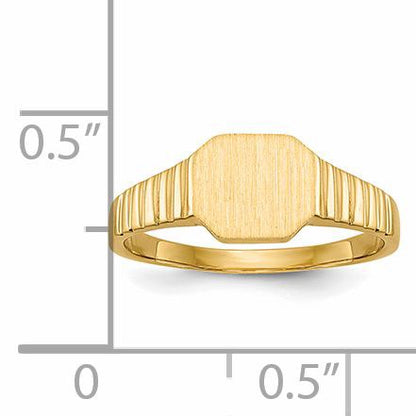 14k 7.5x6.0mm Open Back Size 3.5 Childs Octagonal Signet Ring