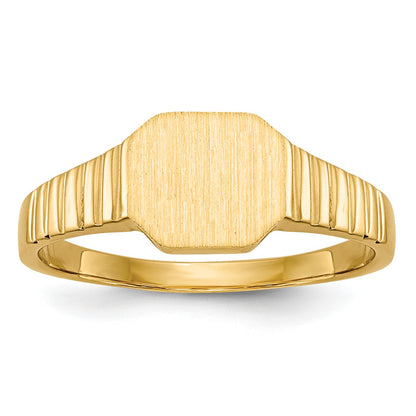 14k 7.5x6.0mm Open Back Size 3.5 Childs Octagonal Signet Ring
