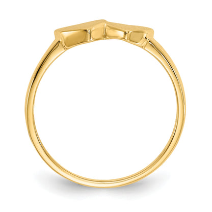 14k 5.5x5.0mm Open Back Double Heart Signet Ring