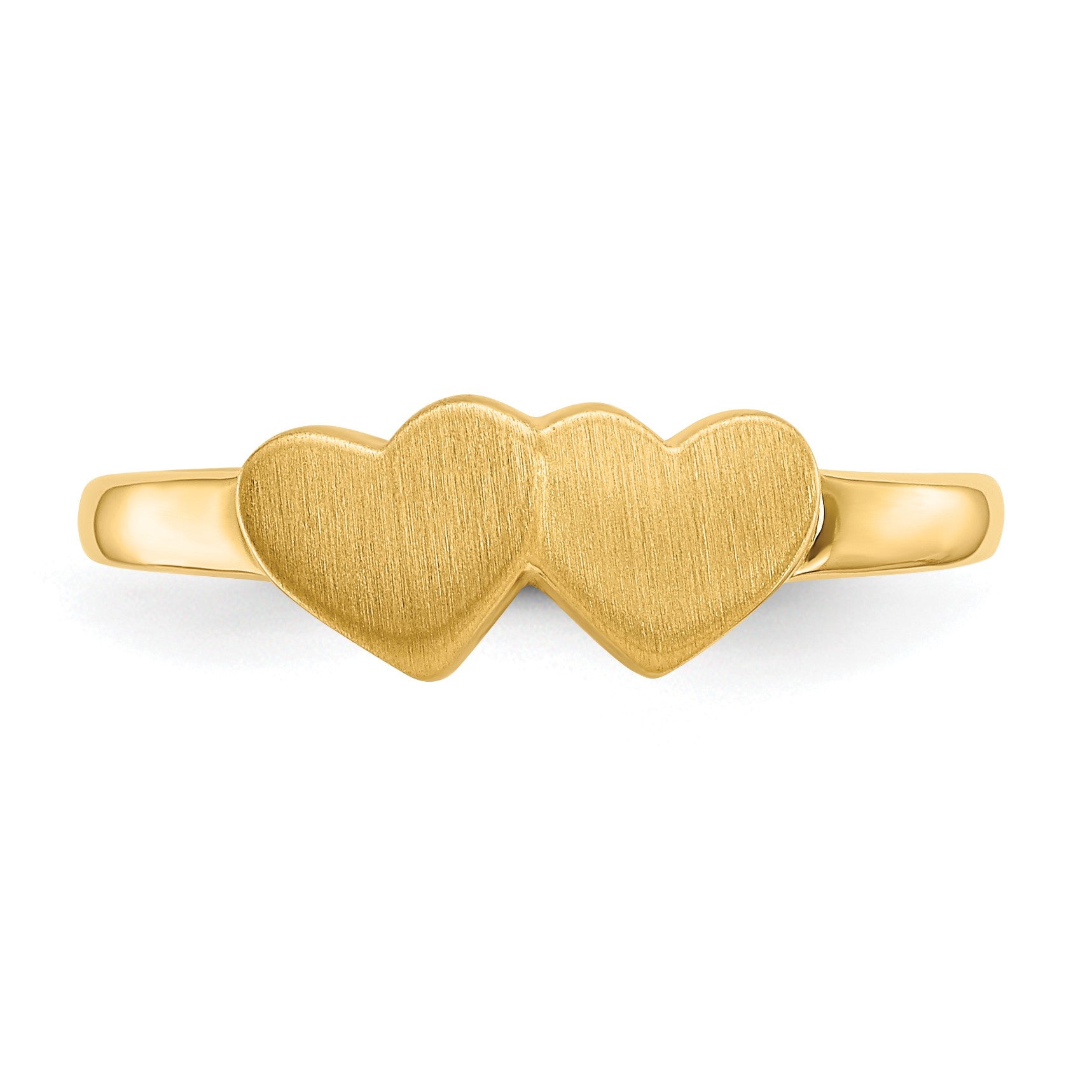 14k 5.5x5.0mm Open Back Double Heart Signet Ring