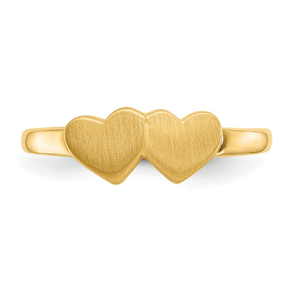 14k 5.5x5.0mm Open Back Double Heart Signet Ring