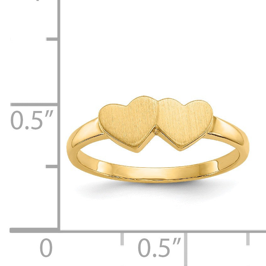 14k 5.5x5.0mm Open Back Double Heart Signet Ring